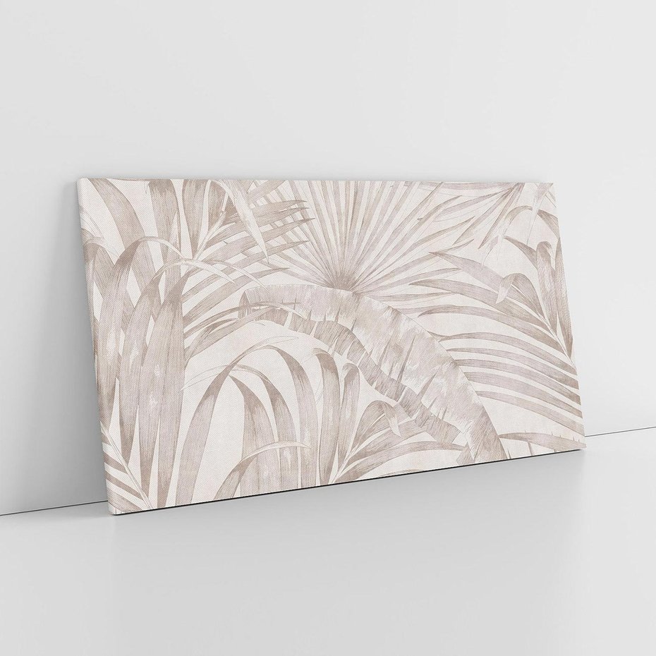 Obraz na płótnie 140x70 - Odsłonięte liściowe wspomnienia - monochromatyczne, kolory sepii