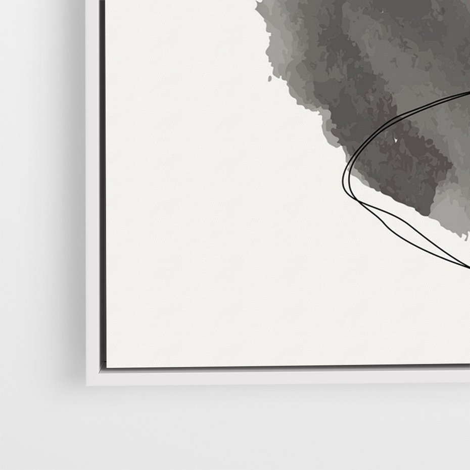 Obraz w ramie 80x120 - Bezczasowe Rytmy - abstrakcyjne nieregularne plamy, czarny - rama biała