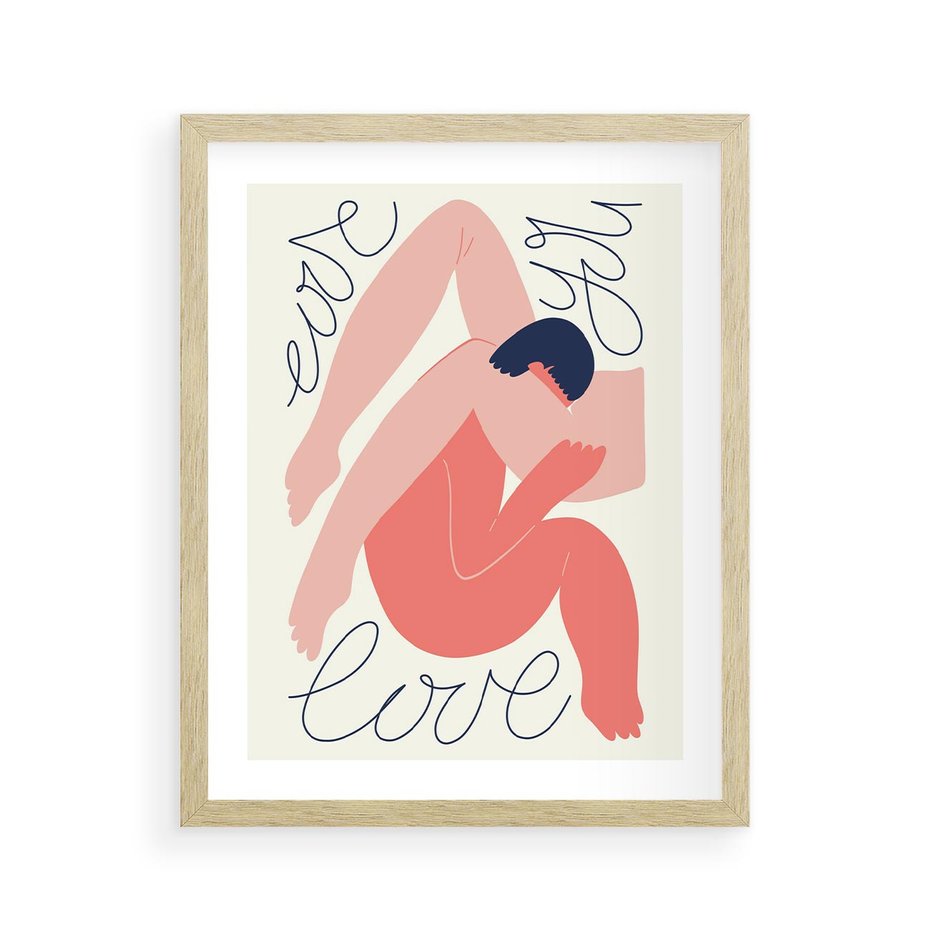 Plakat w ramie 40x50 - Dźwięk ciszy na płótnie - para zakochanych, graficzny obraz - rama drewno