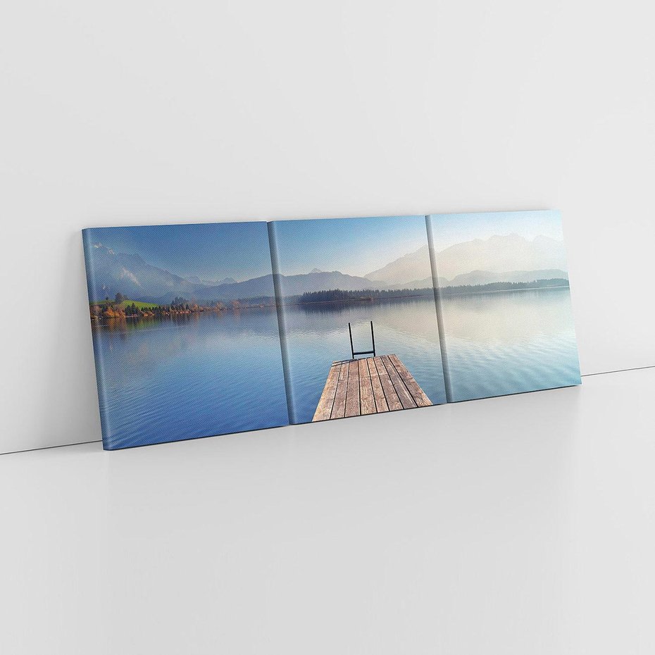 Obraz na płótnie 150x50 - Alpy: jezioro i malownicze molo - Alpy, jezioro