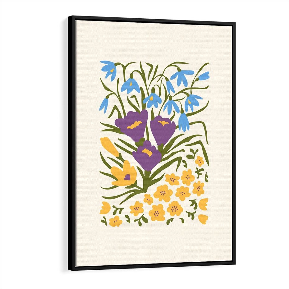 Obraz w ramie 50x70 - Kwiatowe Przenikanie - kwiaty, sztuka nowoczesna - rama czarna