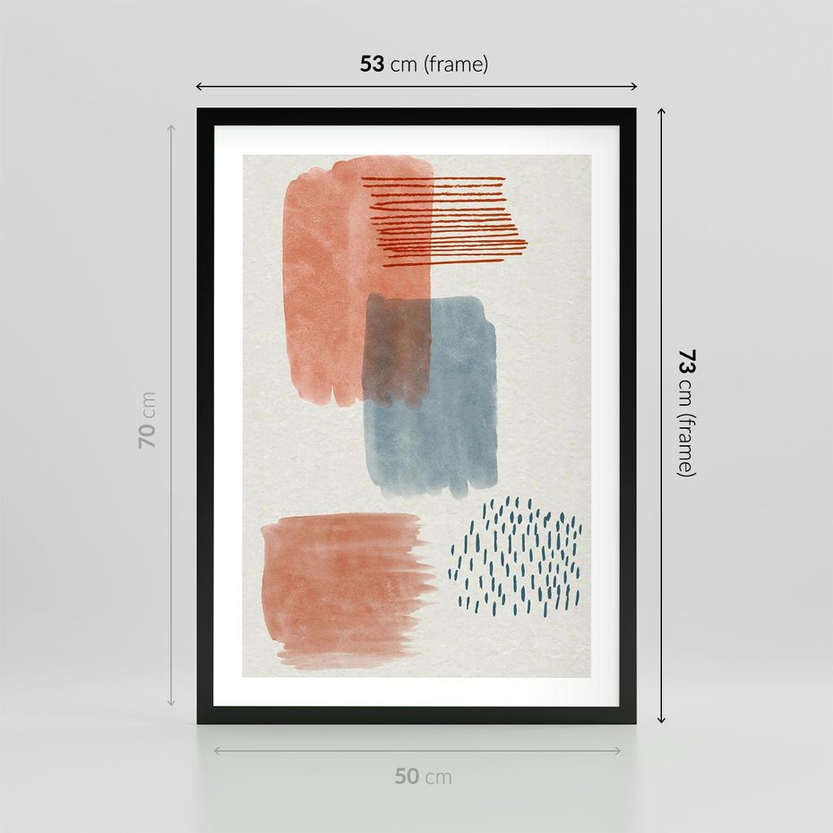 Plakat w ramie 50x70 - Pastelowa Abstrakcja: Maźnięcia Farbą - abstrakcja, maźnięcia farny - rama czarna