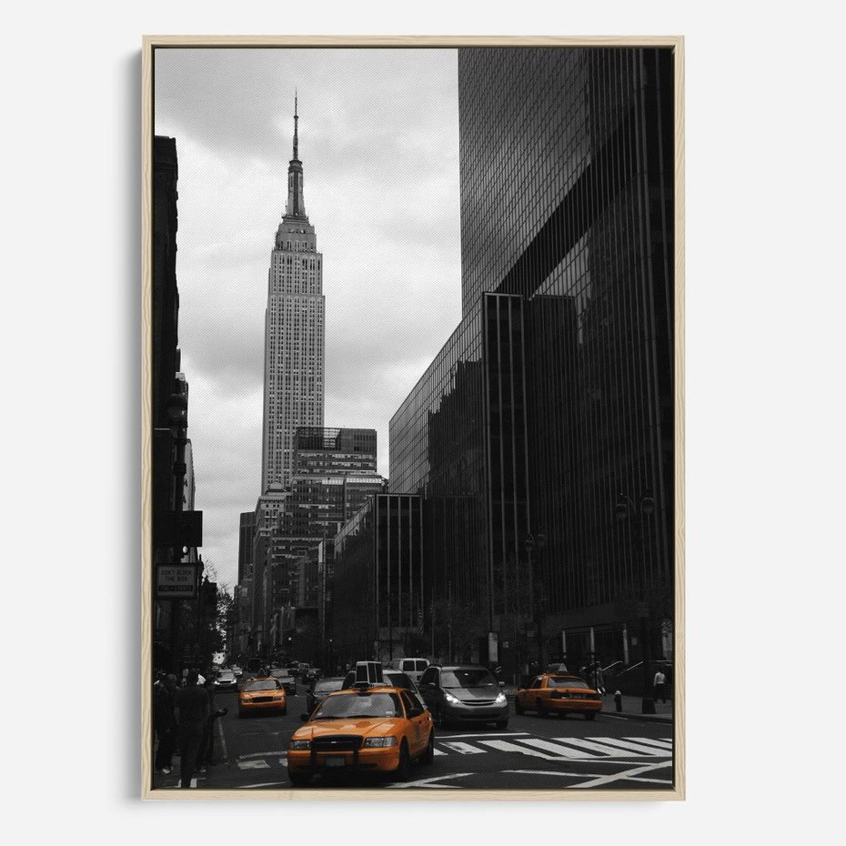 Obraz w ramie 80x120 - Nowy York, taksówka w ruchu - Nowy York, taksówka - rama drewno