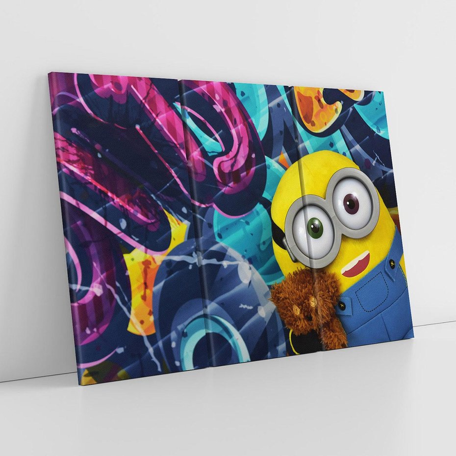 Obraz na płótnie 120x80 - Świat minionków w graffiti - minionek, graffiti