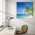 Obraz na płótnie 50x50 - Rajskie Malediwy: Plaża pod palmami - Malediwy, plaża