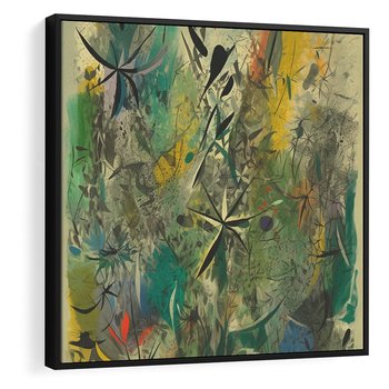 Obraz w ramie 50x50 - Tajemnicze Konstrukcje Form - abstrakcyjny obraz, mnogość kolorów - rama czarna