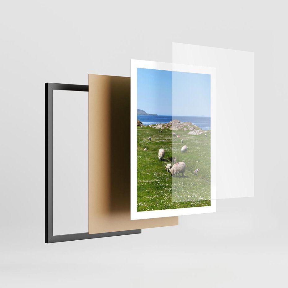 Plakat w ramie 50x70 - Górskie Owce - góry, owce - rama czarna