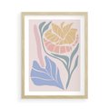 Plakat w ramie 50x70 - Kwiatowe Granice Kształtów - nowoczesny plakat, kwiaty w pastelowych kolorach - rama drewno
