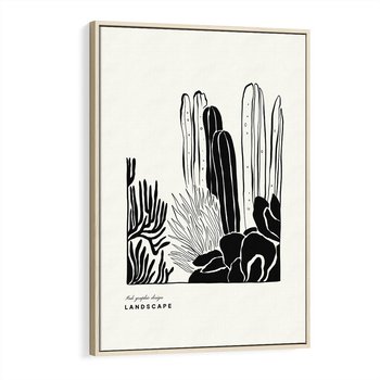 Obraz w ramie 80x120 - Boho Oaza - kaktusy, rośliny - rama drewno