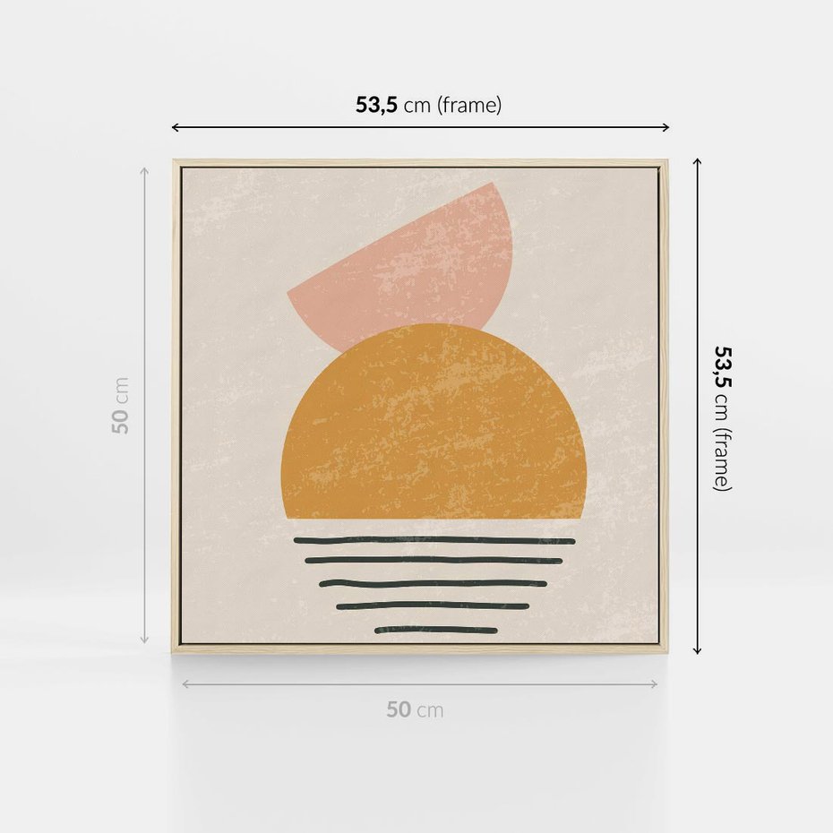 Obraz w ramie 50x50 - Krótka Forma - abstrakcyjna sztuka, boho kształty - rama drewno