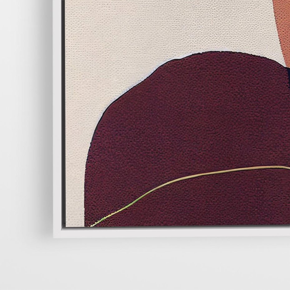 Obraz w ramie 70x50 - Abstrakt Marsala - nieregularne plamy, kształty - rama biała