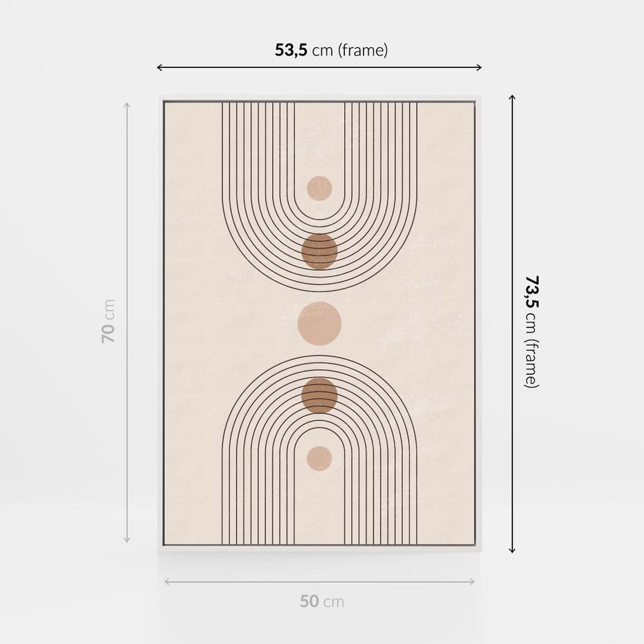 Obraz w ramie 50x70 - Zgeometryzowane Wizje - boho plakat, minimalizm - rama biała