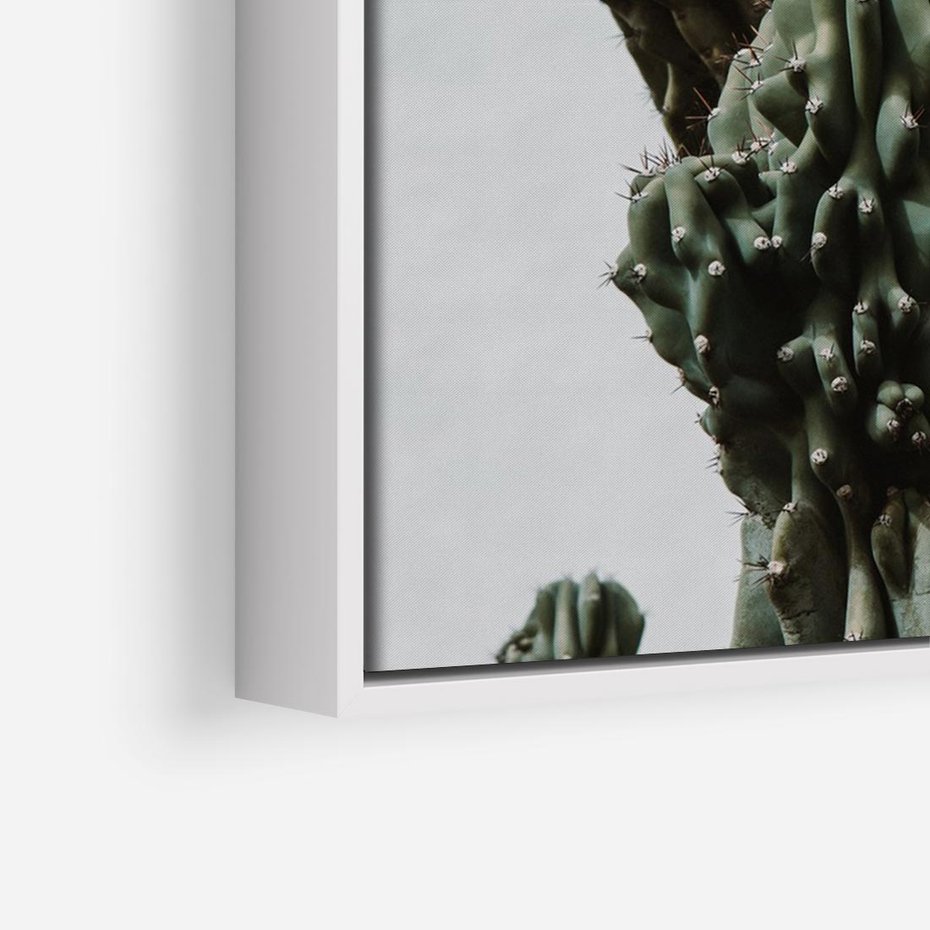 Obraz w ramie 120x80 - Boho oaza wśród kaktusów - kaktusy, pustynia - rama biała