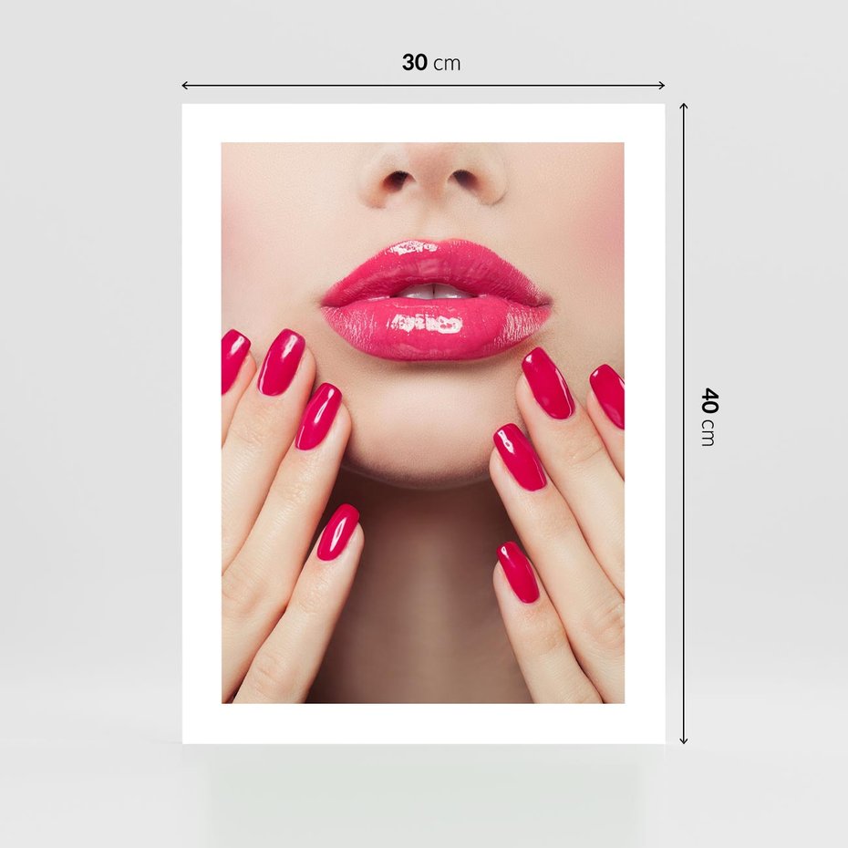 Plakat bez ramy 30x40 - Wyrażenie Piękna - paznokcie, usta