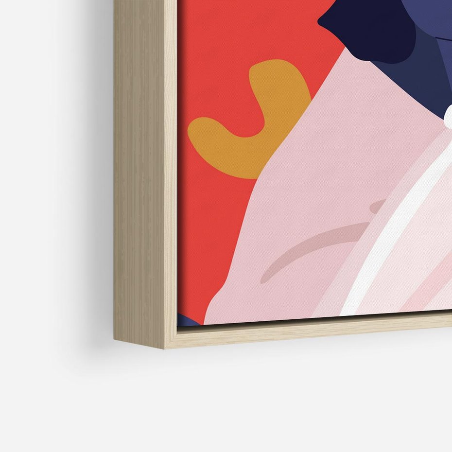 Obraz w ramie 80x80 - Kobieca Przenikliwość - nowoczesny plakat, styl retro - rama drewno