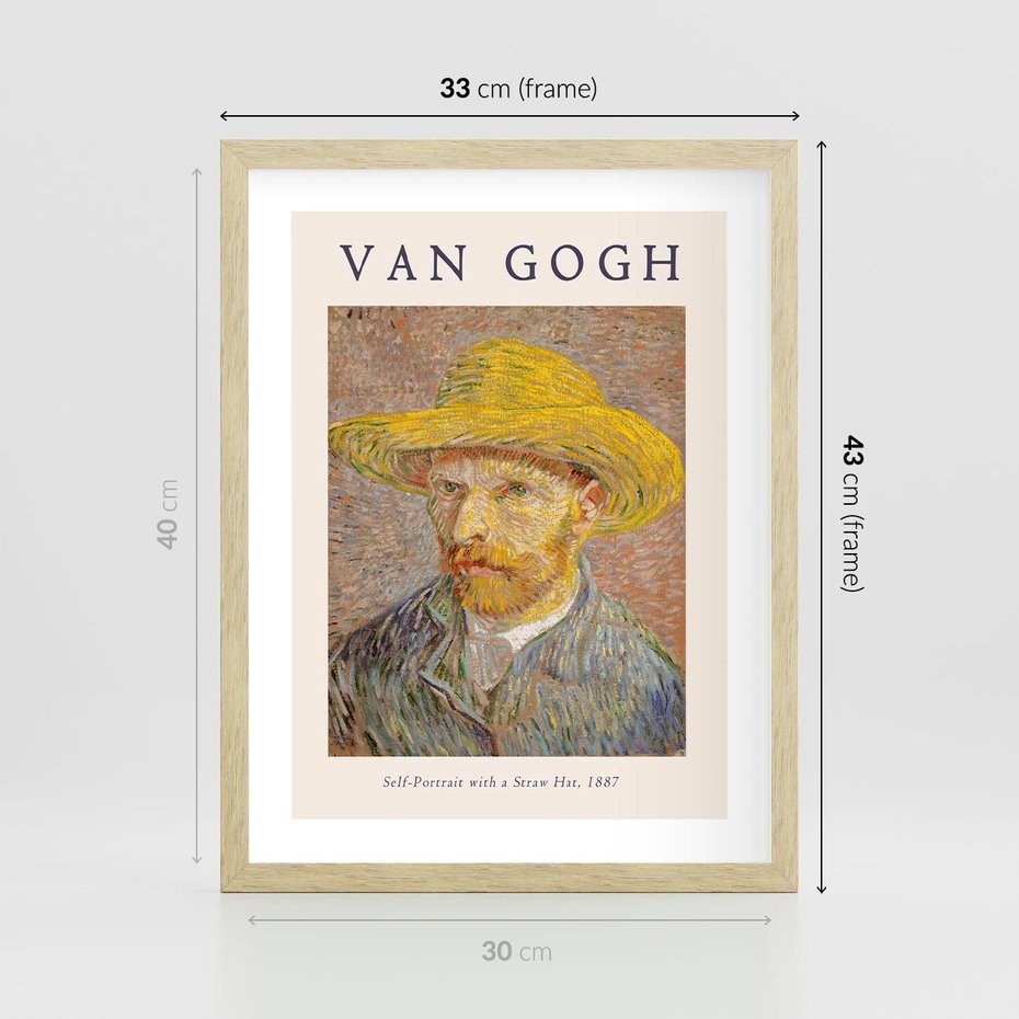 Plakat w ramie 30x40 - Autoportret van Gogha - van gogh, autoportret - rama drewno