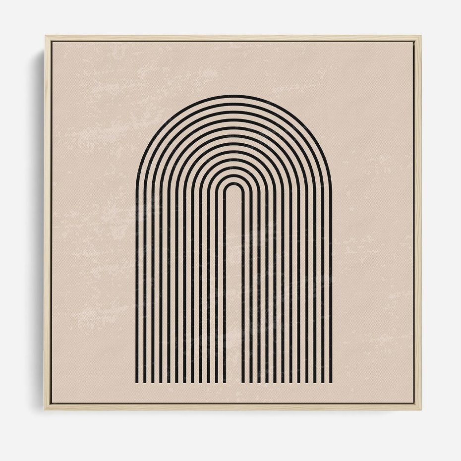 Obraz w ramie 80x80 - Migocące Echa - abstrakcyjne linie, geometria - rama drewno