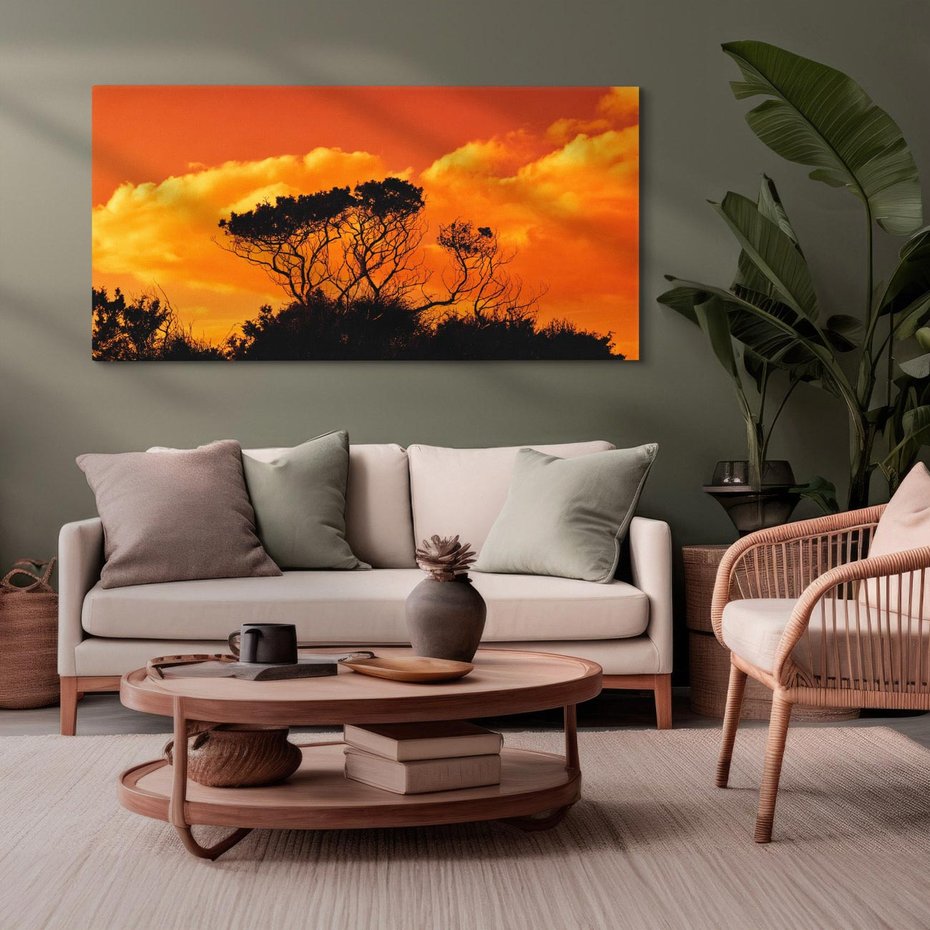 Obraz na płótnie 140x70 - Magiczne Drzewa na Tle Rozległej Sawanny - drzewa, sawanna