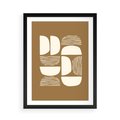 Plakat w ramie 50x70 - Wewnętrzne Spektrum - geometryczne boho kształty na brązowym, karmelowym tle - rama czarna