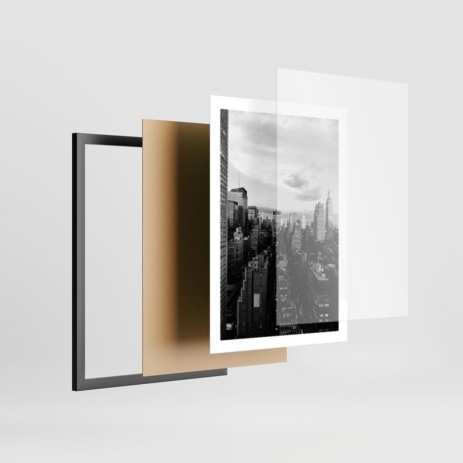 Plakat w ramie 50x70 - Wibracje Miejskiego Życia - miasto, wieżowce - rama czarna