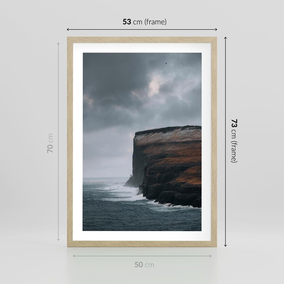 Plakat w ramie 50x70 - Przyroda w Majestacie - fiordy, klify - rama drewno