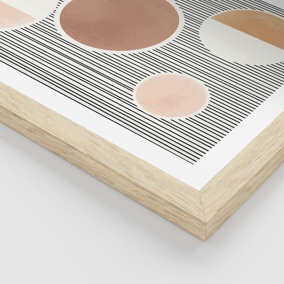 Plakat w ramie 50x70 - Rozplątane Granice - abstrakacyjna nowoczesna sztuka, koła okręgi - rama drewno