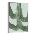 Obraz w ramie 70x100 - Nurtująca Kompozycja Zieleni - abstrakcyjne delikatne zielone linie, podobne do gałęzi kwiatów - rama biała