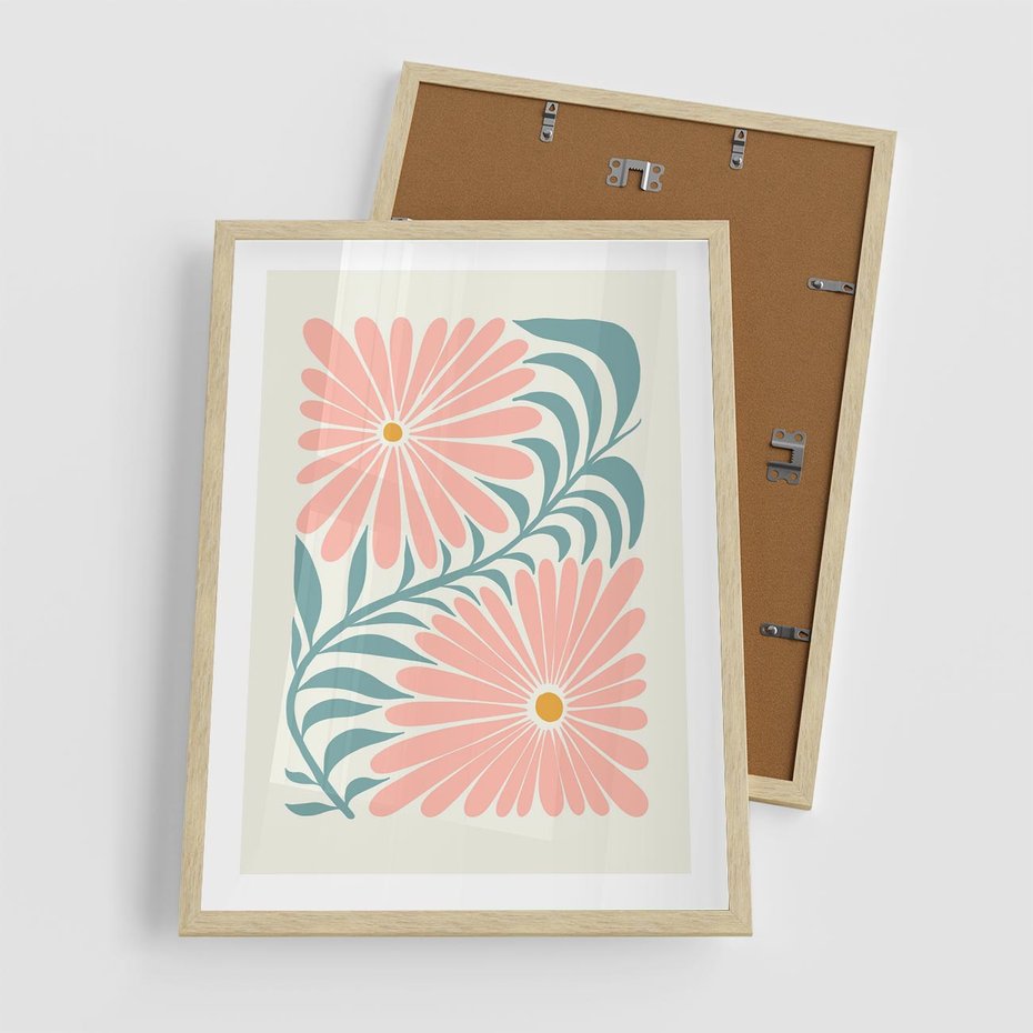 Plakat w ramie 50x70 - Kształtując Marzenia - kwiaty, sztuka nowoczesna - rama drewno