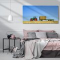 Obraz na płótnie 100x50 - Ruralne żniwa - traktor, przyczepa