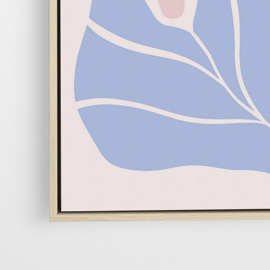 Obraz w ramie 70x100 - Kwiatowe Granice Kształtów - nowoczesny plakat, kwiaty w pastelowych kolorach - rama drewno