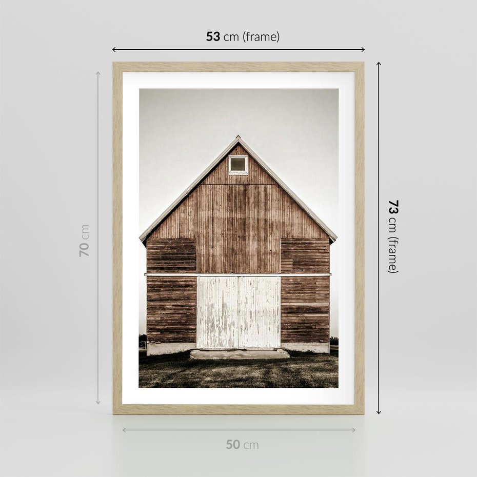 Plakat w ramie 50x70 - Rustykalny Drewniany Domek - domek, drewniany dom - rama drewno