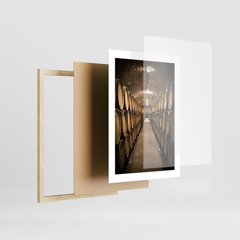 Plakat w ramie 30x40 - Winniczka - winnica, beczki - rama drewno