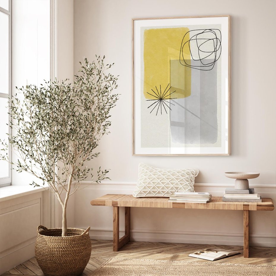 Plakat w ramie 30x40 - Rozbijające Granice Akwarel - abstrakcja, akwarelowe plamy - rama drewno