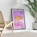 Plakat bez ramy 30x40 - Neonowy Liść Palmy na Fotografii - neonowa fotografia, liść palmy w szklance