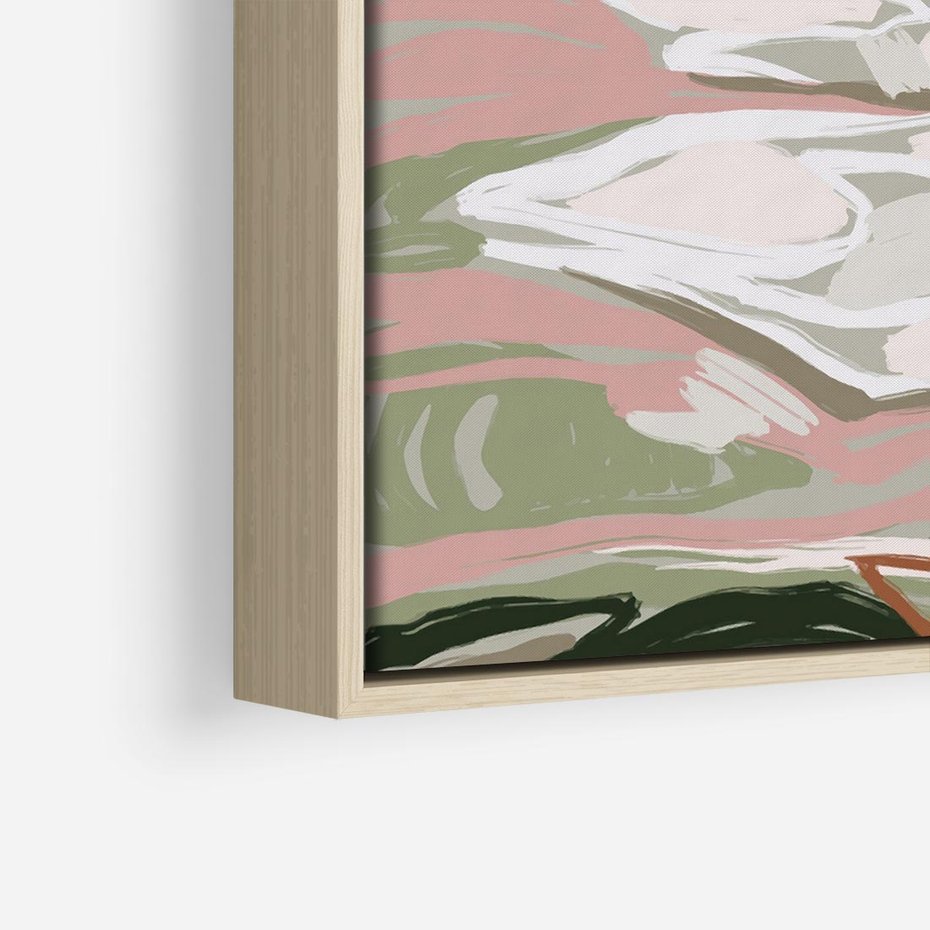 Obraz w ramie 80x80 - Szarawe Wzgórza - pastelowy krajobraz, nowoczesny plakat - rama drewno