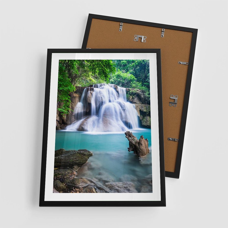 Plakat w ramie 50x70 - Abstrakcyjna nowoczesność - wodospad, woda - rama czarna