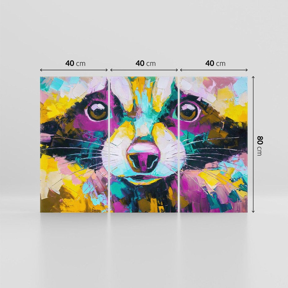 Obraz na płótnie 120x80 - Przebudzenie snu artysty - zbliżenie, kolorowy portret szopa pracza