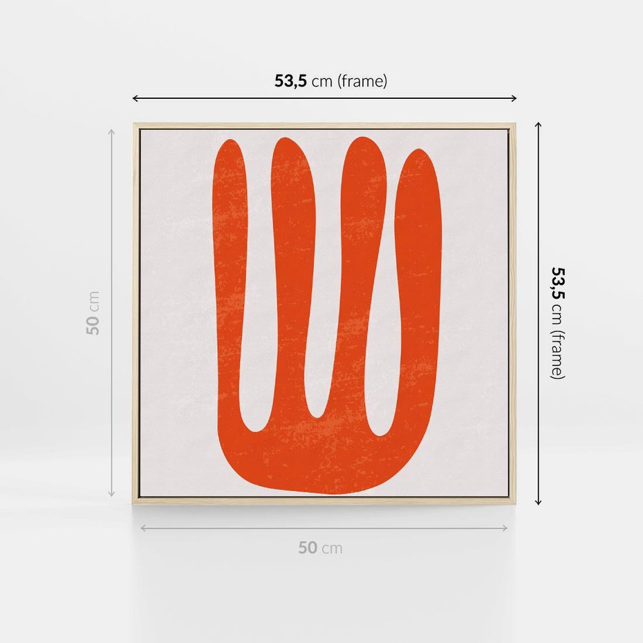 Obraz w ramie 50x50 - Eksploracja Nowego Światła - abstrakcyjna pomarańczowa forma, minimalizm - rama drewno