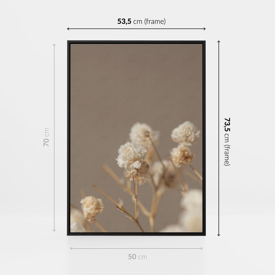 Obraz w ramie 50x70 - Przezroczyste piękno - gipsówka, suche - rama czarna