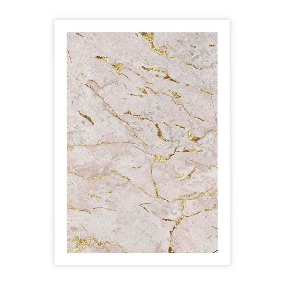 Plakat bez ramy 40x50 - Beżowy Marmur i Złoto - marmur, beżowy marmur
