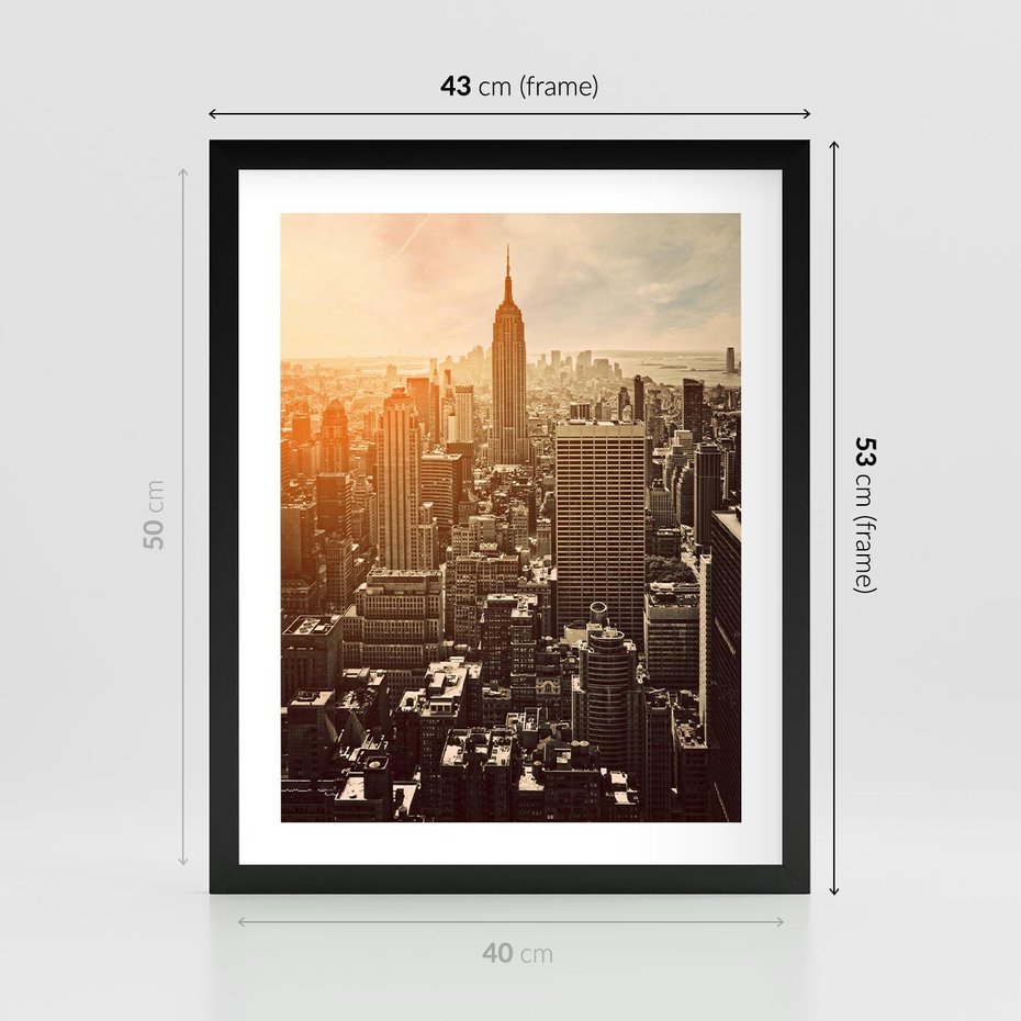 Plakat w ramie 40x50 - Nowojorska Skyline - Manhattan, Nowy Jork - rama czarna