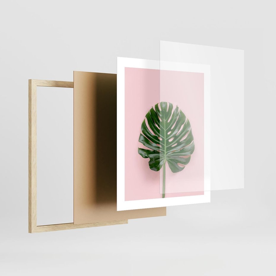 Plakat w ramie 40x50 - Egzotyczna Roślinność - liście, monstera - rama drewno