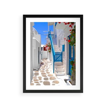 Plakat w ramie 40x50 - Santorini: urok Grecji - Santorini, Grecja - rama czarna