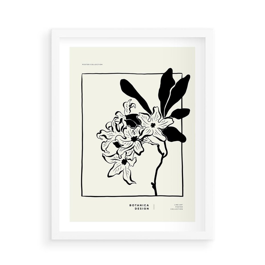 Plakat w ramie 50x70 - Kwiatowe przestrzenie - kwiat, grafika - rama biała