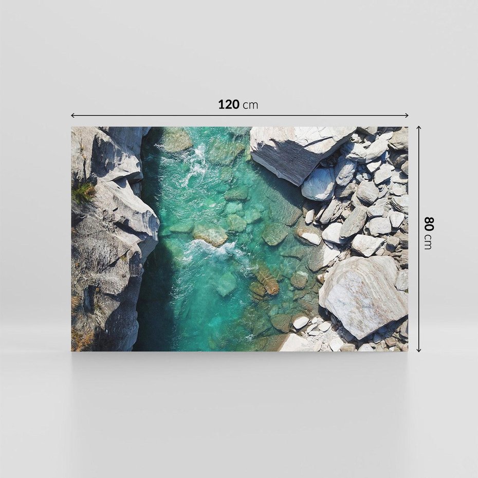 Obraz na płótnie 120x80 - Spotkanie natury i siły - rzeka, skały