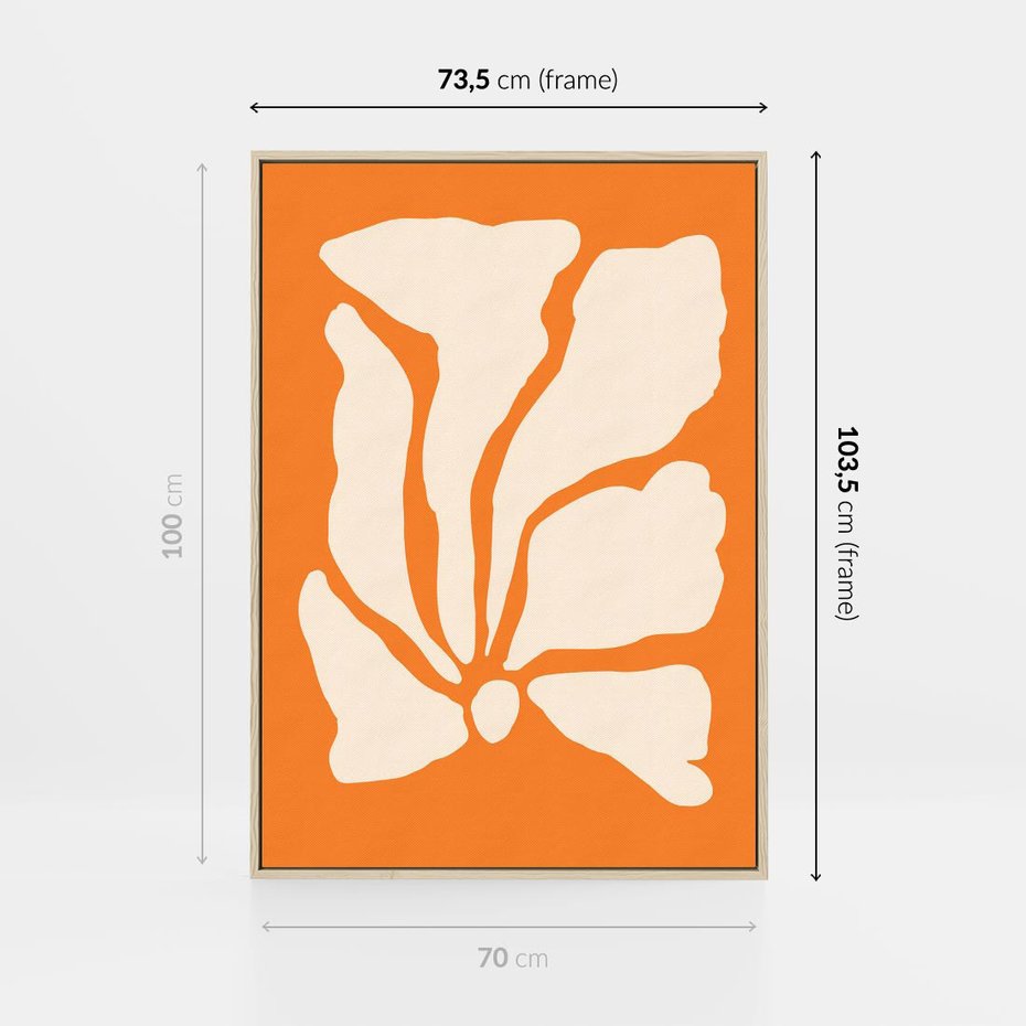 Obraz w ramie 70x100 - Wibracje Barw - abstrakcyjny boho plakat, pomarańczowe tło - rama drewno