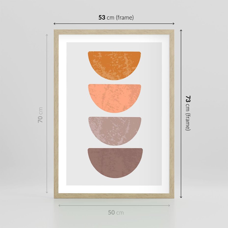 Plakat w ramie 50x70 - Minimalizm i Geometria - minimalistyczny obraz, mid-century styl - rama drewno