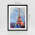Plakat w ramie 30x40 - Paryska Wieża - olejny abstrakcyjny obraz, wieża eiffla - rama czarna