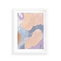 Plakat w ramie 30x40 - Przenikanie Niecodziennych Form - abstrakcyjne akwarelowe plamy, pastele - rama biała