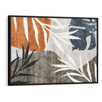 Obraz w ramie 70x50 - Oddechy ciszy i ruchu - rzut liści palmy, monstery - rama czarna